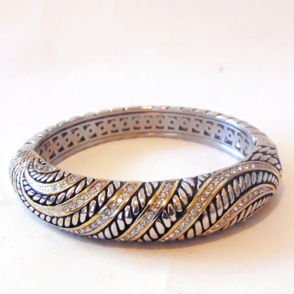 Emma Skye Jewelry Designs 2-Tone Cable Bangle Bracelet Size 7"